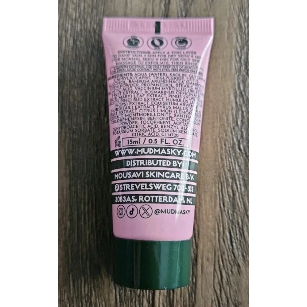2X Mudmasky Pearl Polish Superglow Pink Clay Mask 15ml/0.5floz Travel Size NEW